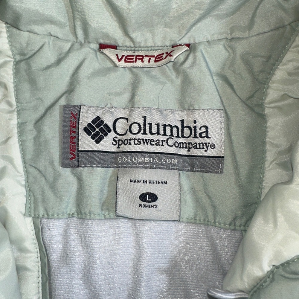 Columbia Vertex Womens Large Sage Green Charcoal Waterproof Hooded Ski Jacket - Picture 2 of 16